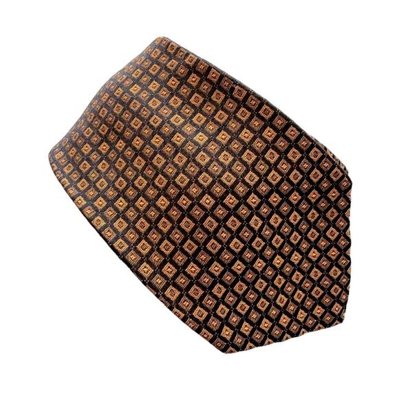 Christian Dior vintage retro 100% silk geometric square slim tie necktie 3” w - Picture 1 of 5
